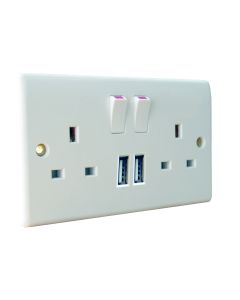  DOUBLE SWITCH SOCKET OUTLET W/2 USB PORTS 1 Each CXE7049/R