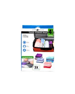  TRAVEL STORAGE BAGS  CLEAR 4PC 7450