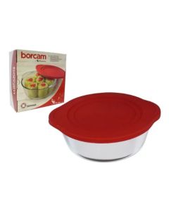 CLEAR/RED ROUND TRAY
