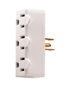 TAP 3OUTLET GND 2P3W PLAST WHT