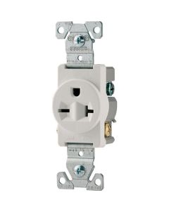 RECPT SINGLE 3WRE 20A 250V WHT