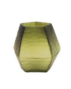 GLASS VASE-OLIVE GRN 714-84827
