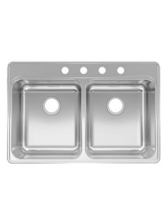SS 8" 18G DOUBLE BOWL SINK