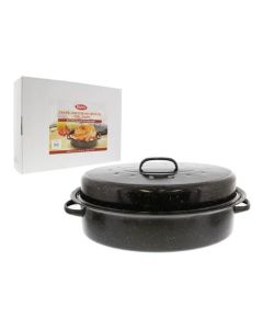 ENAMEL ROASTER POT W/LID