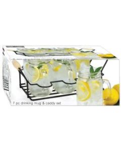     GLASS MASON MUG W/CADDY   7PC EW65057