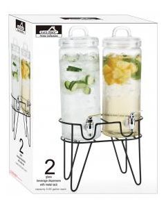     2 GLASS DISPENSER W/METAL RACK     EW65080