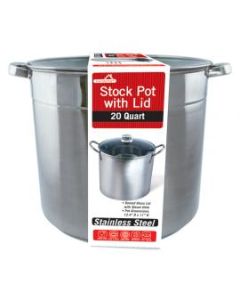     S/S STOCK POT W/GLASS LID 20 QUARTS     3020