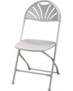 100-8  FOLDING CHAIR FAN BACK  WHITE 897-3786